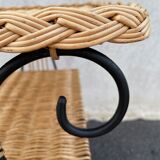 Wicker lyre side table