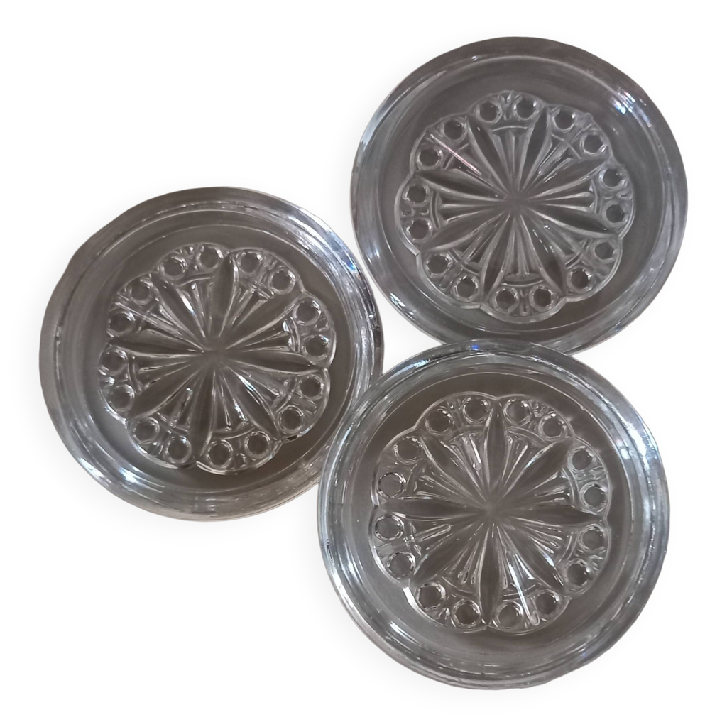 Anciens Dessous De Bouteille En Verre Vintage – Lot De Sous-verres Rétro Déco