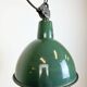Industrial green enamel factory lamp with cast iron top, 1960s