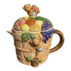 Vintage fruit and bear barbotine teapot