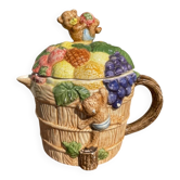 Vintage fruit and bear barbotine teapot