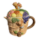 Vintage fruit and bear barbotine teapot