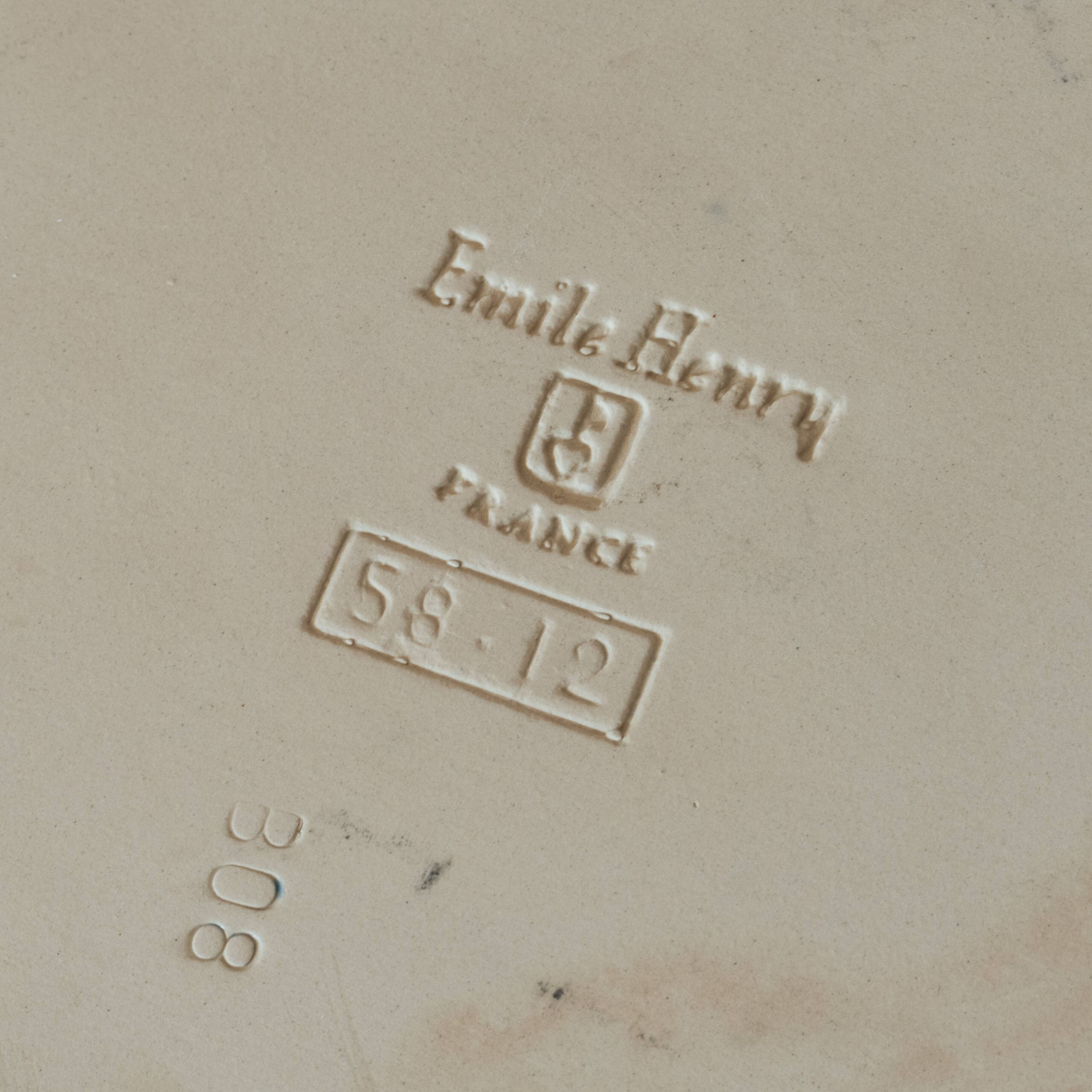 Old dish Emile Henry blue fish