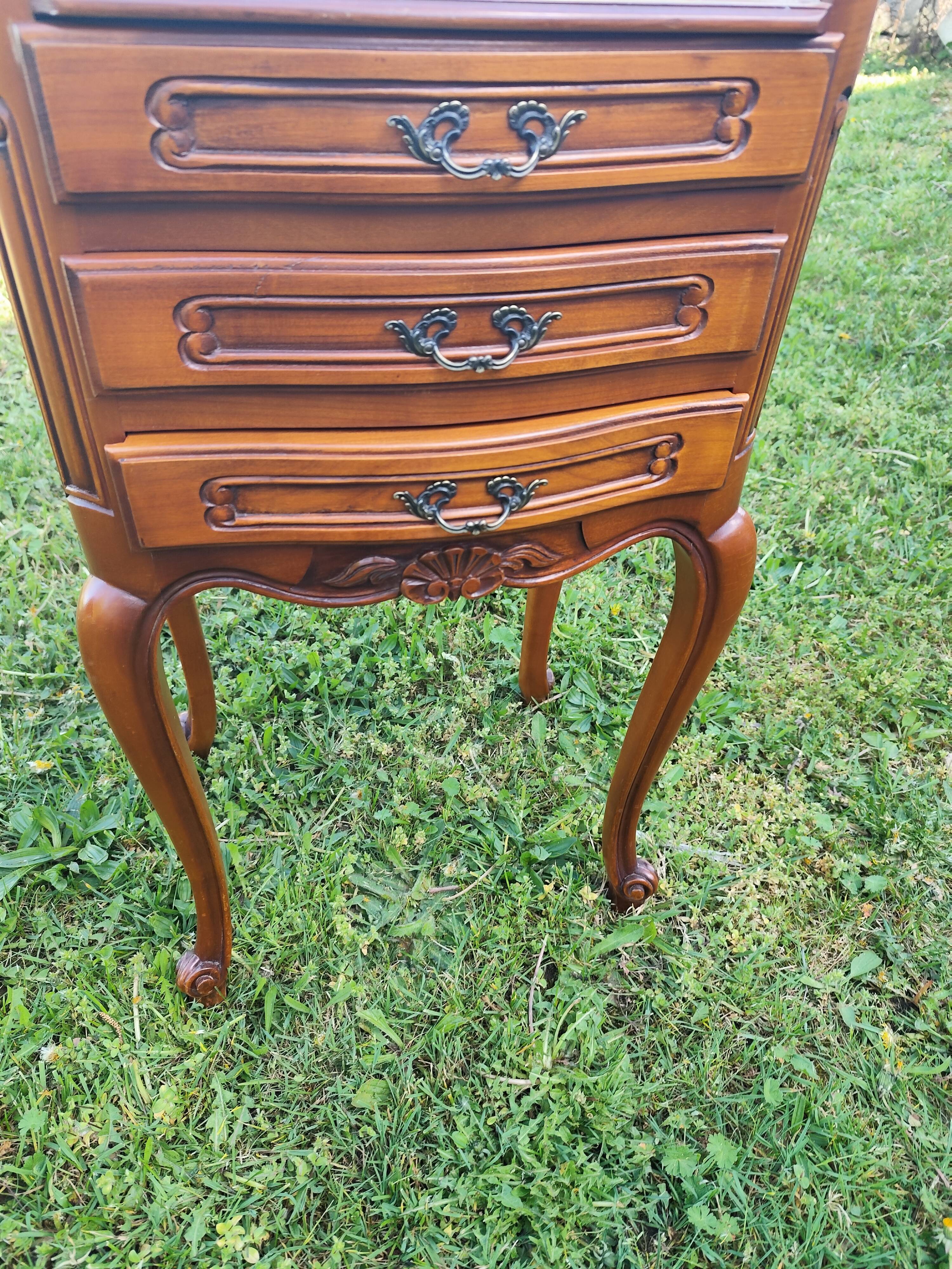 Louis XV style bedside table in cherry wood.