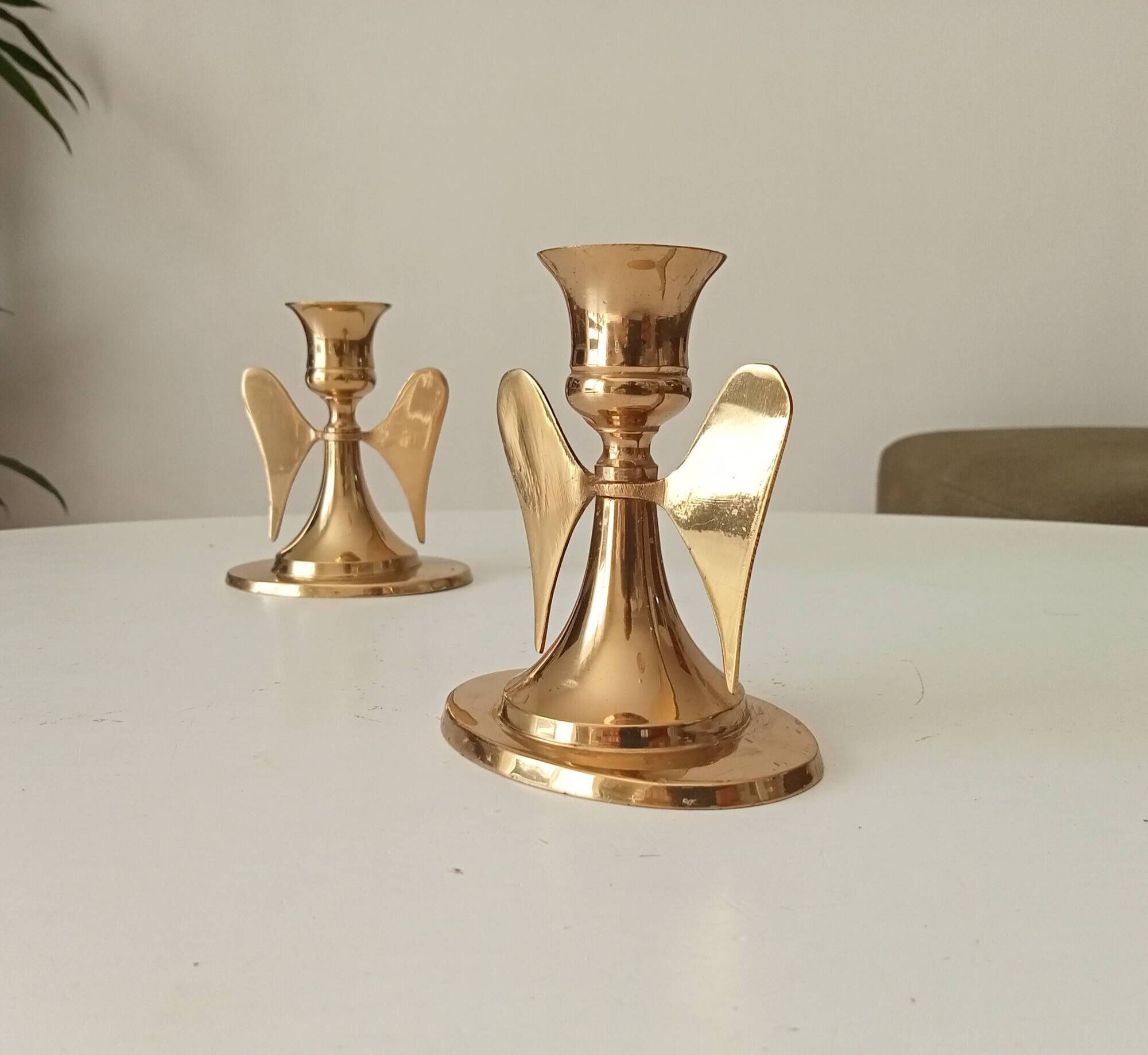 Pair of vintage winged candlesticks from the 60s/70s