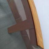 Oval coffee table in elm tray smoked glass