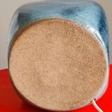 pied de lampe artisanal grés vernissé année 70 bleu