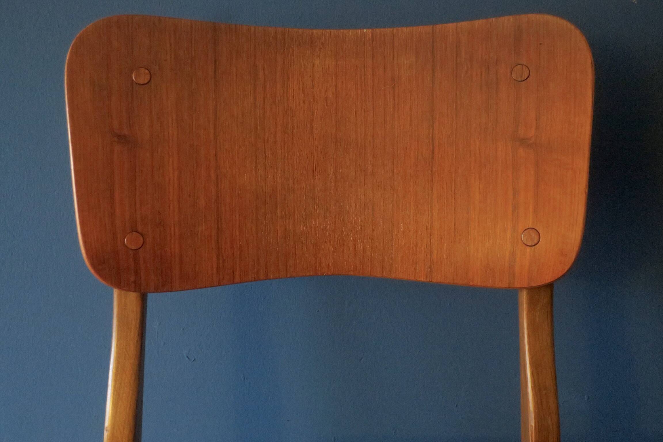 Pair of Danish teak chairs in petrol blue-green, 1960s