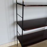 Etager, 1950s Italian bookcase in rosewood, brass and iron