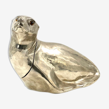 Franco Lapini, silverplate Seal refroidisseur de vin / seau à glace, années 1970 Italie