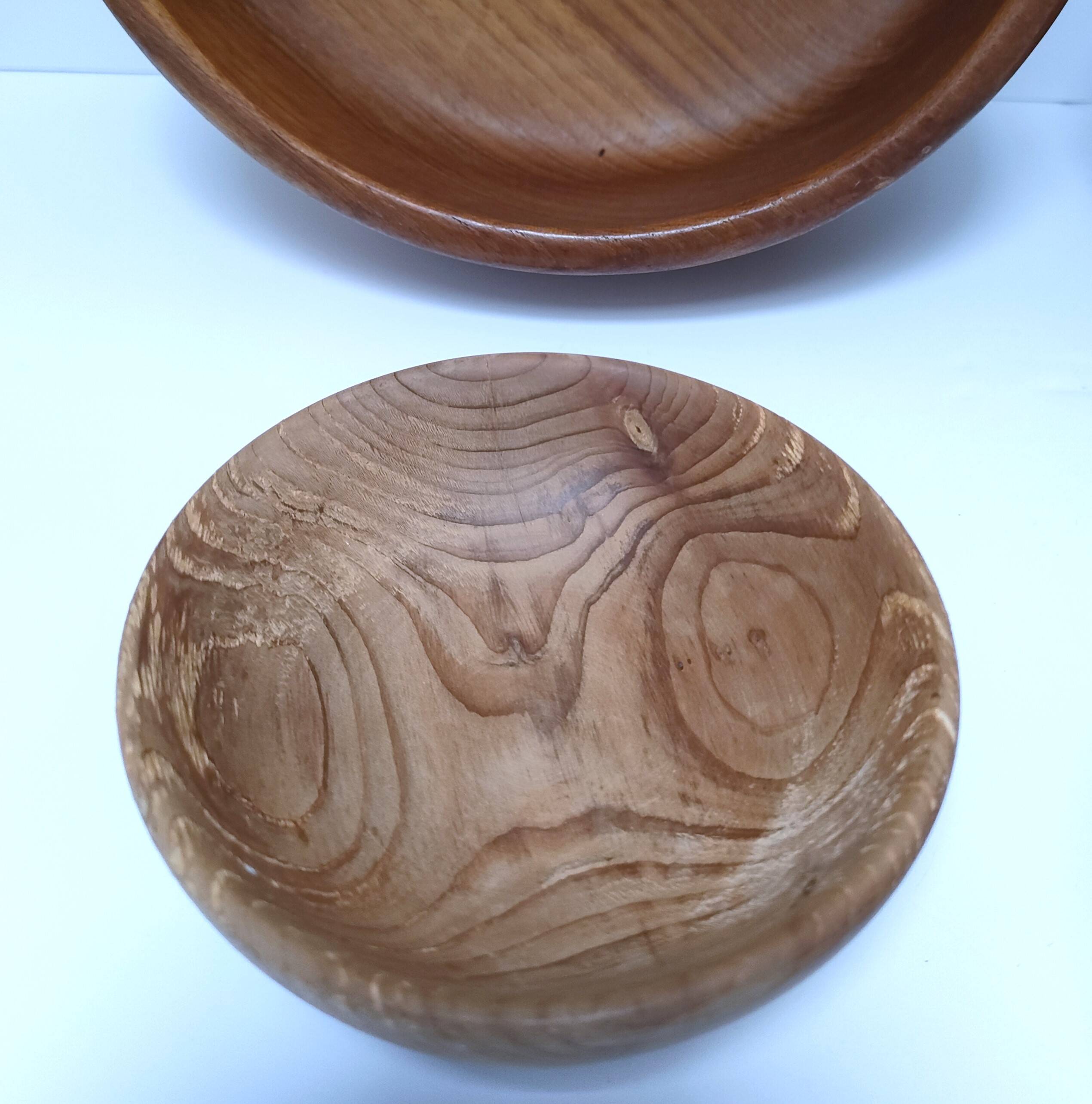 four vintage solid wood bowls