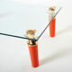 Rare coffee table lacquer orange bronze glass signed Garouste & Bonetti 1995