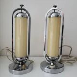Pair of Bauhaus functionalist chrome table lamps, Czechoslovakia 1930s