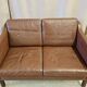 Danish vintage 2 seater brown leather sofa  1960s