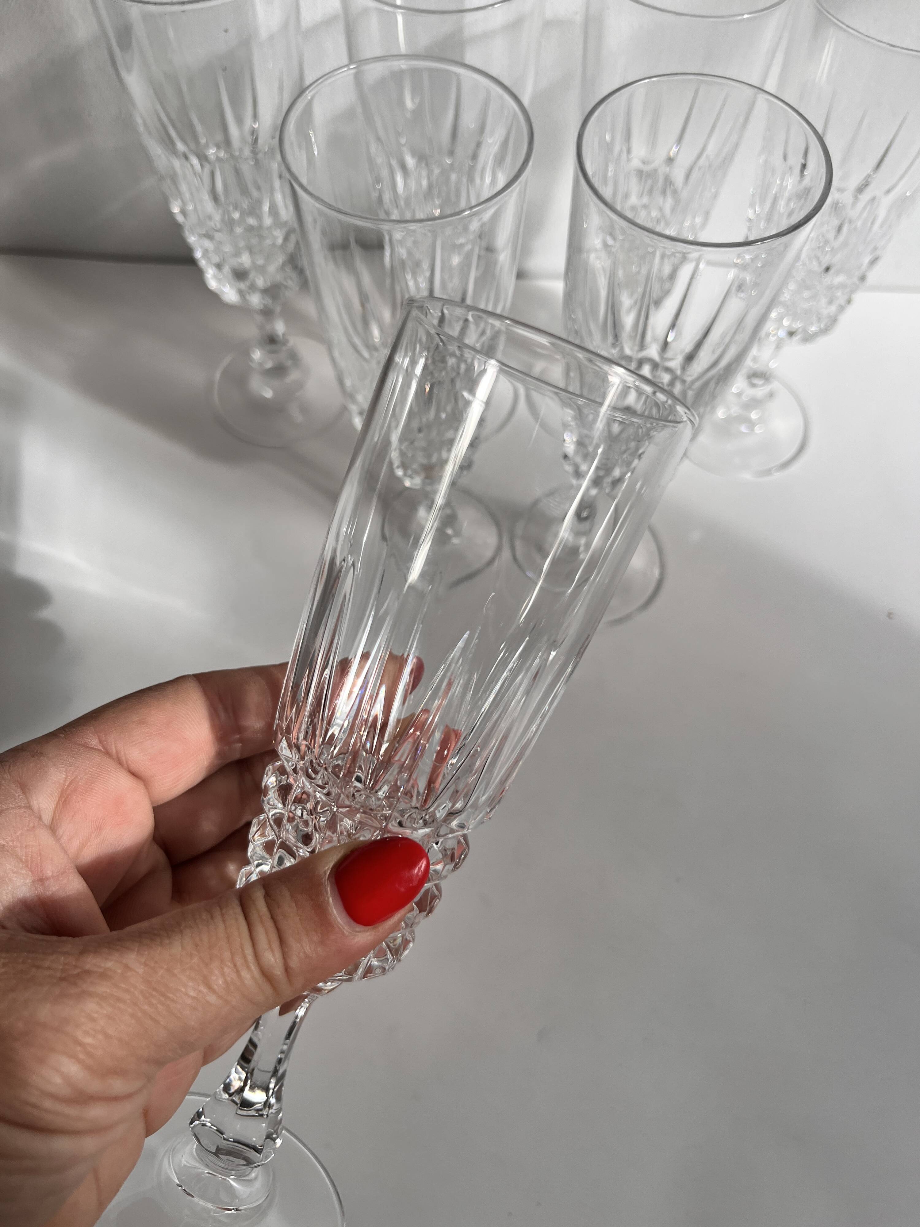 7 crystal champagne flutes