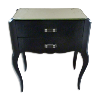 Bedside table with mirrors and black art deco wood