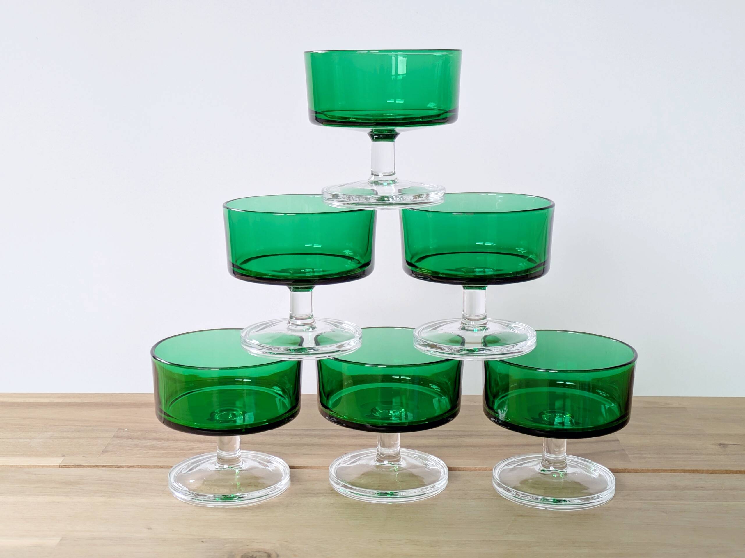 Lot de 6 coupes Luminarc vintage de couleur verte