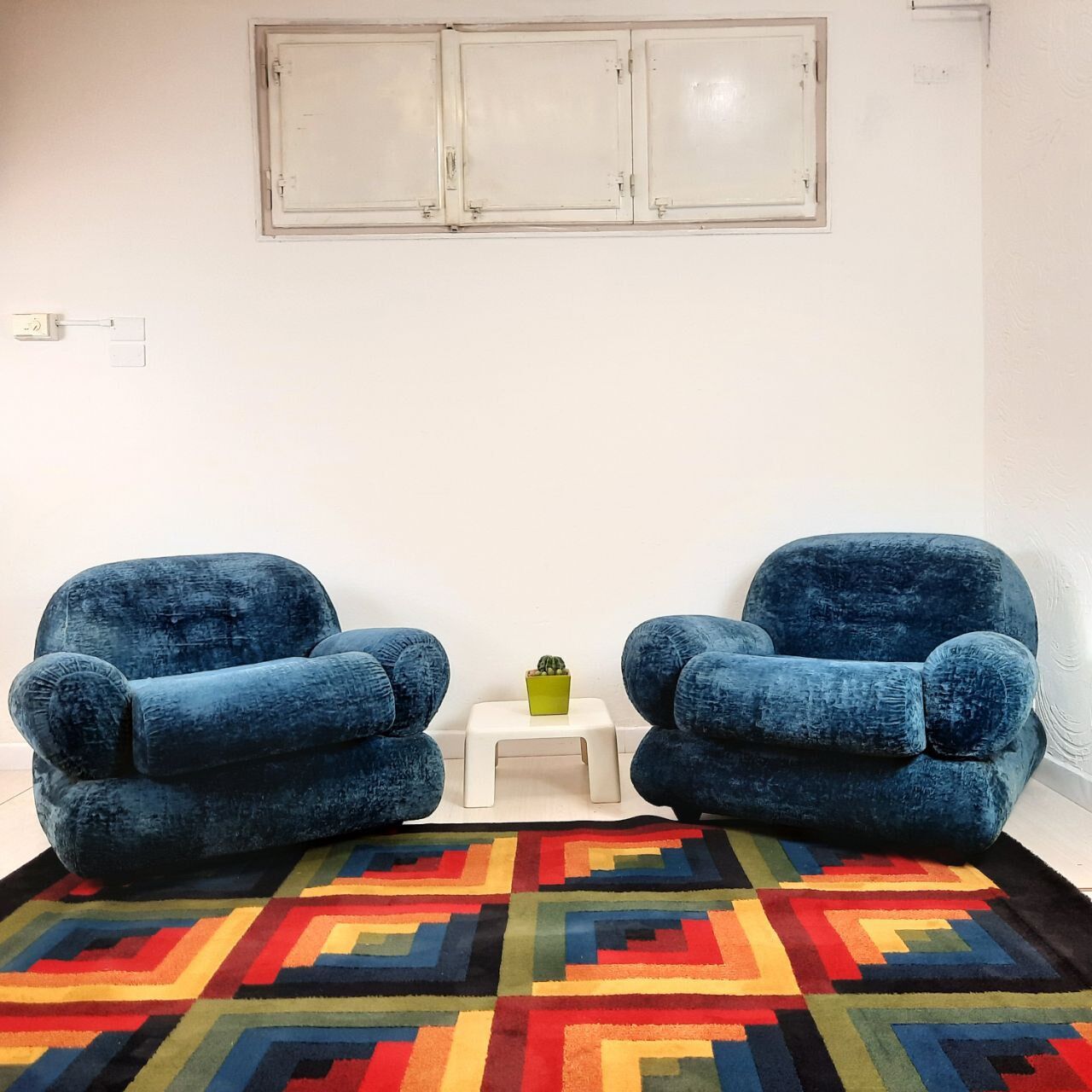 Pair of armchair - vintage - 1960s / 70s - petrol blue color.