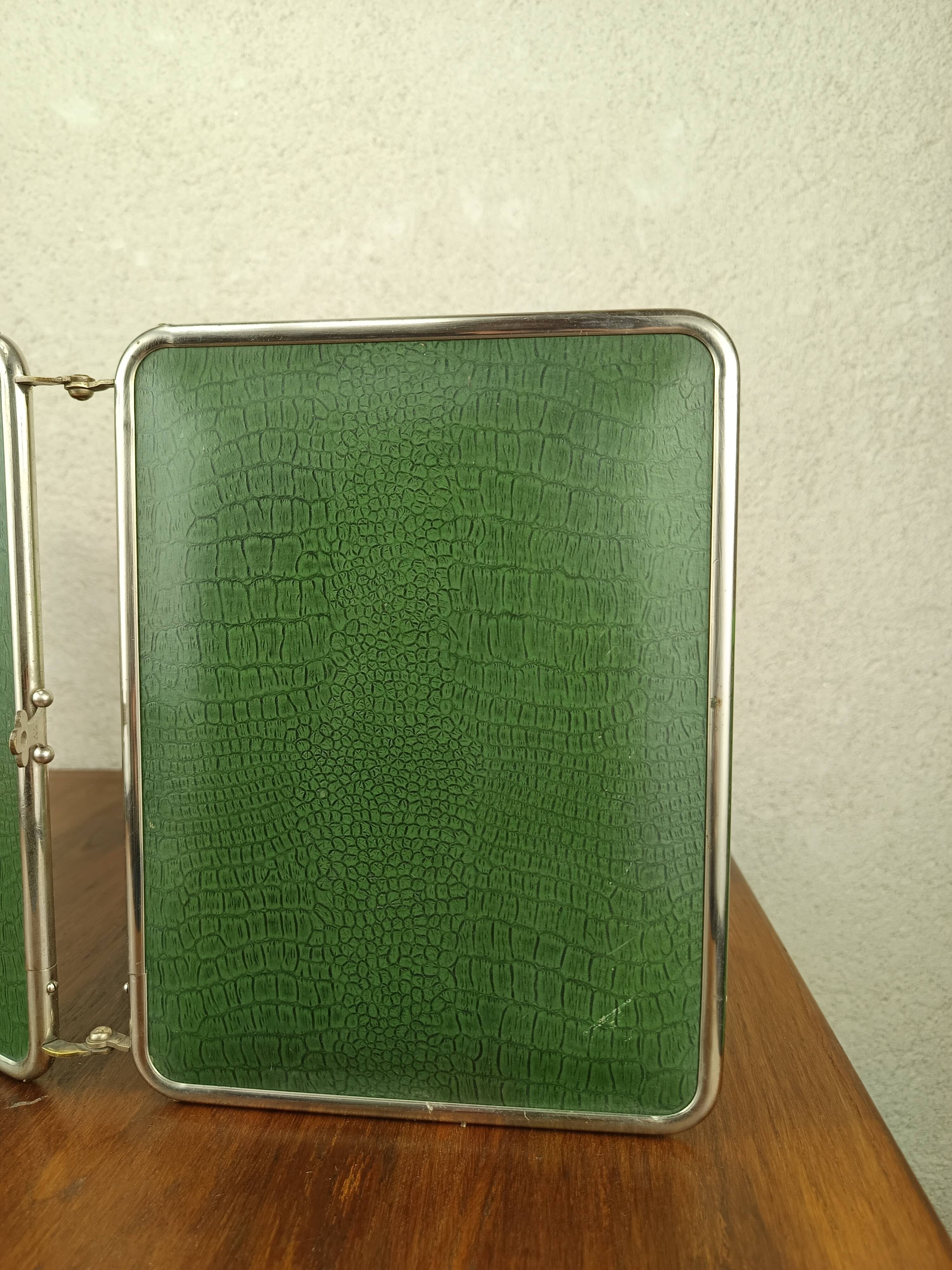 Miroir triptyque vert vintage