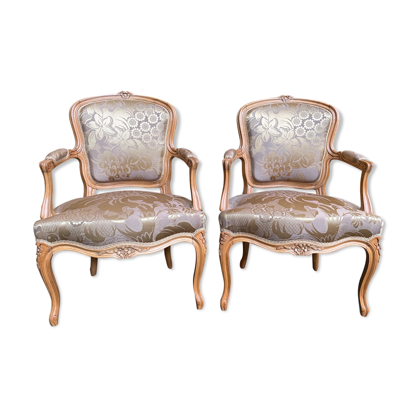 Pair of Louis XV style convertible armchairs