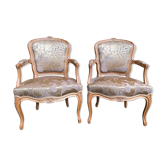 Pair of Louis XV style convertible armchairs