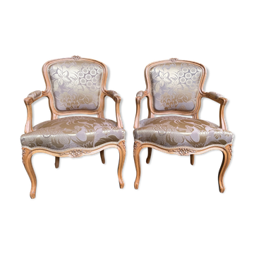 Pair of Louis XV style convertible armchairs