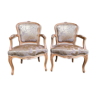 Pair of Louis XV style convertible armchairs