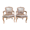 Pair of Louis XV style convertible armchairs