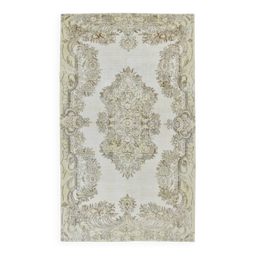 Tapis Persan Vintage Crème Fait Main, Élégance Florale Classique, 194x328