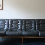 Danish 4-seater sofa with leather upholstery 244 cm, 1960s