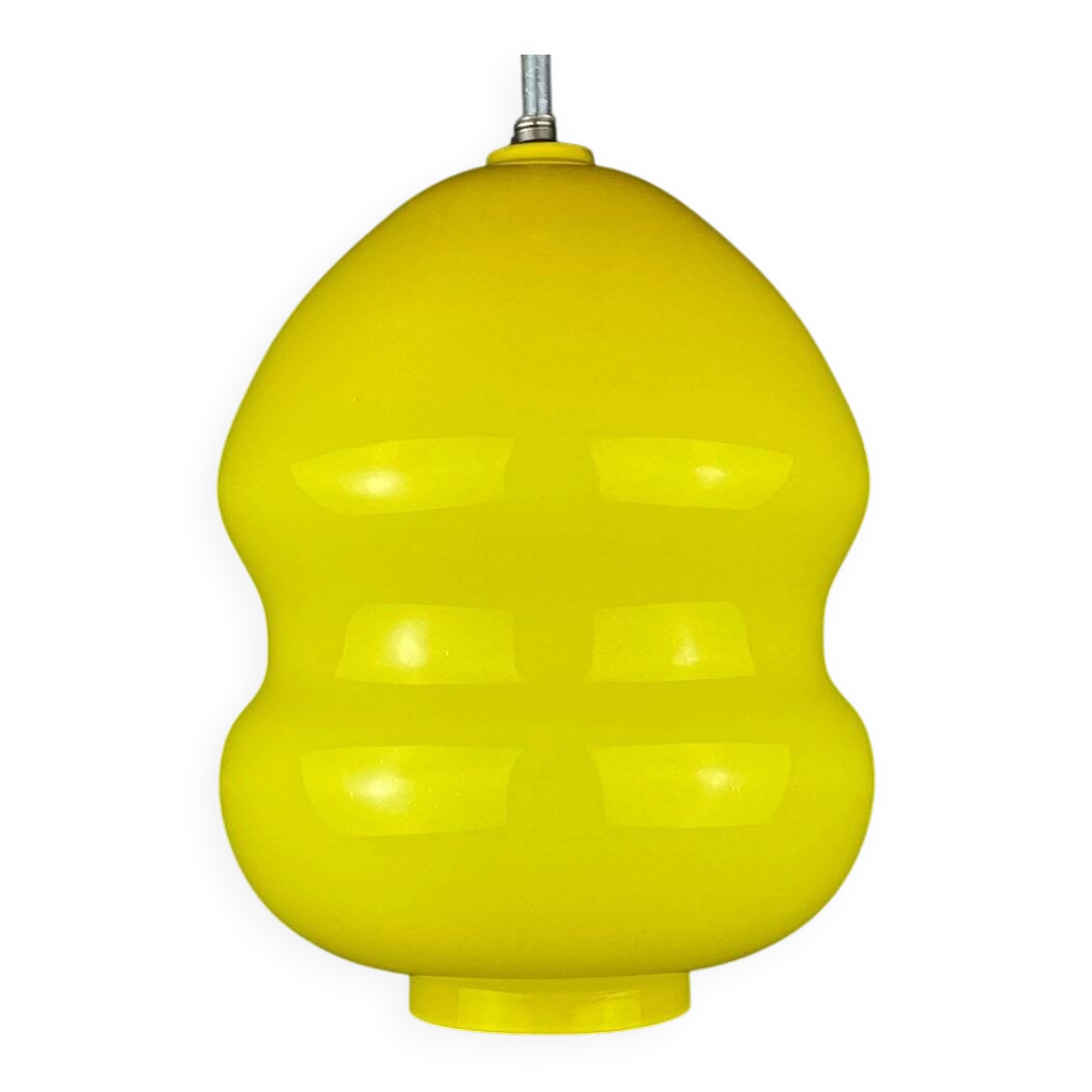 Yellow glass pendant lamp, Yugoslav mid-century, 1970s.