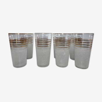 Série de 8 verres granités à orangeade des années 60