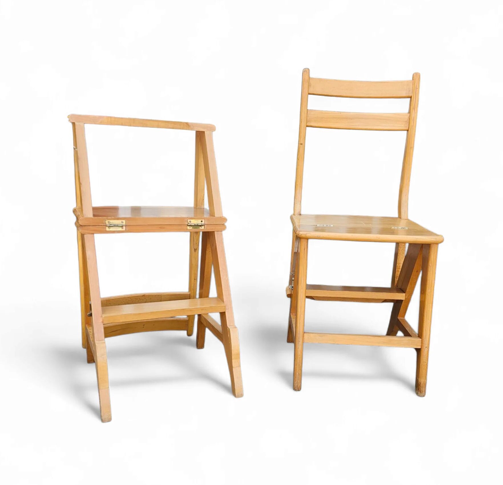 2 x library ladder chair 1950s