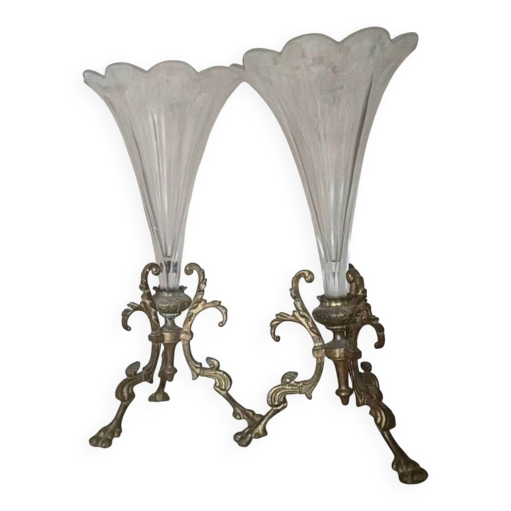 Paire de vases, cornets XIXème