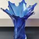 Large murano vase in blown art glass, cobalt blue. star shape. dim 30 x 22 cm