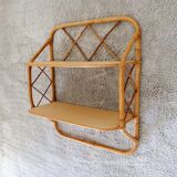 Vintage rattan wall shelf