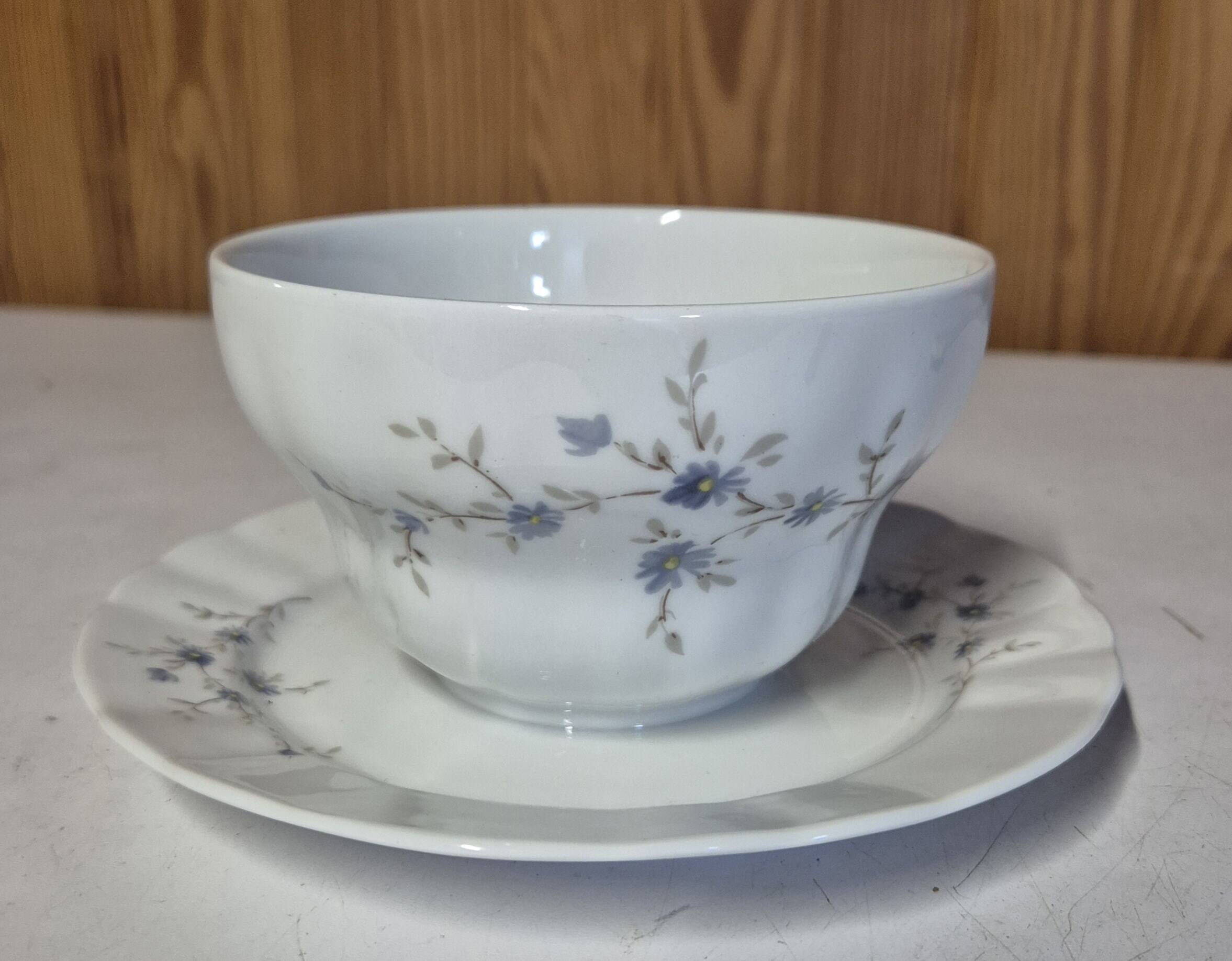 White porcelain sauceboat with blue flowers, winterling sauce bowl