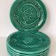 Vallauris - Set of 6 "fish" plates in earthenware and green enamel