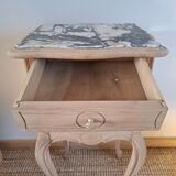 Louis XV style bedside side table in light wood