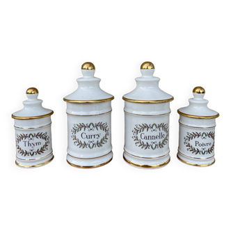 4 vintage medicine jar style spice jars