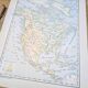 North America. Geographical map printed in 1900.