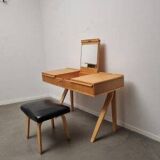 Set of Dutch modern dressing table and stool in birch plywood by Cees Braakman for Pastoe, 1951