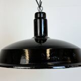 Industrial Black Enamel Factory Pendant Lamp, 1950s