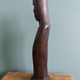 Statue sculpture vierge femme en bois noir ébène