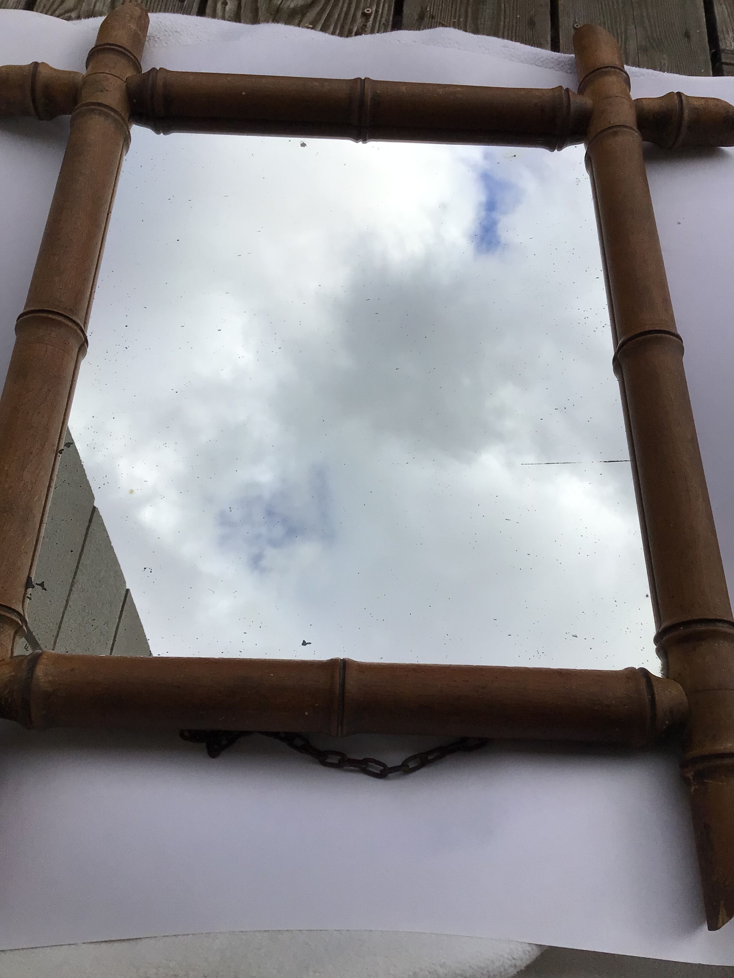 Mirror wood turned old bamboo