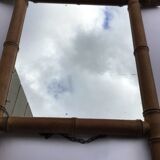 Miroir bois tourné bambou ancien 50x44cm