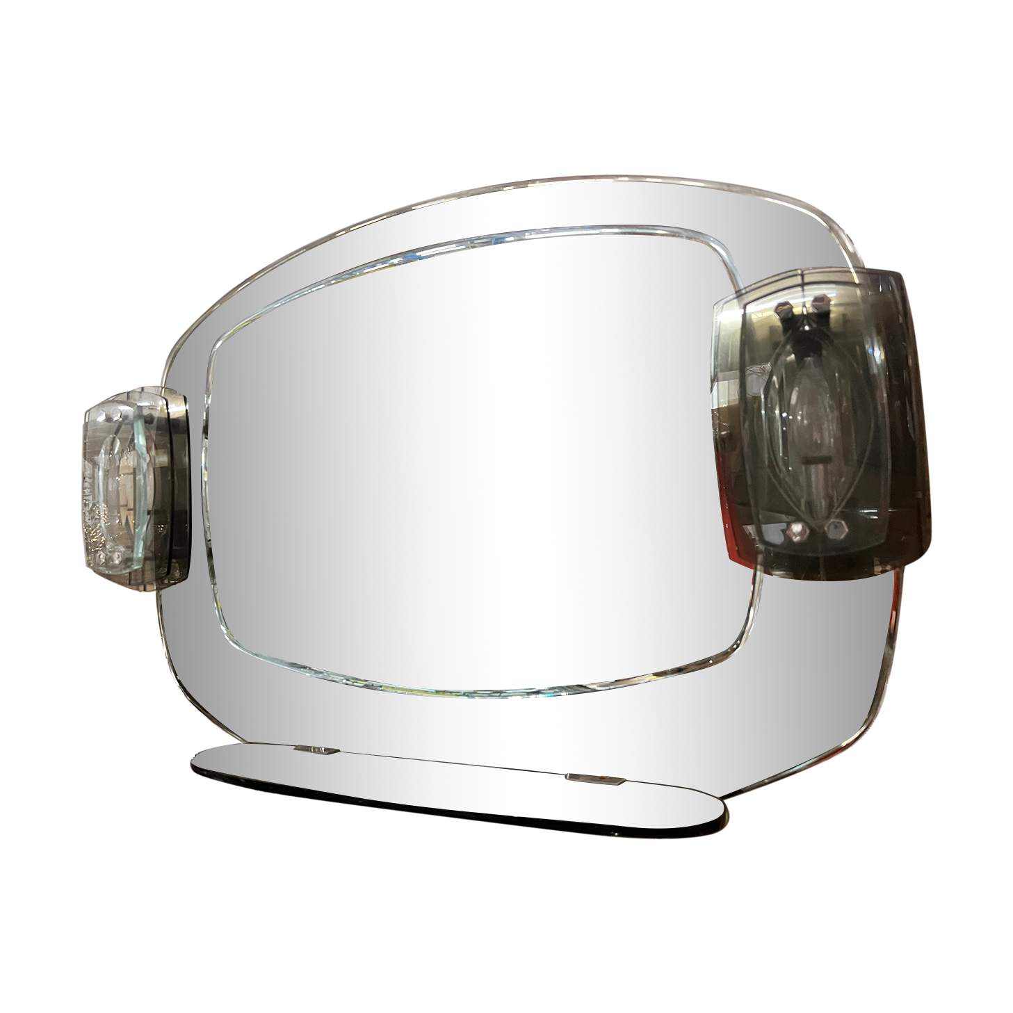 Mirror with contour smoked glass 60/70s