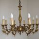 French Antique Traditional Bronze 8 Light Chandelier Acanthus Detail 5566