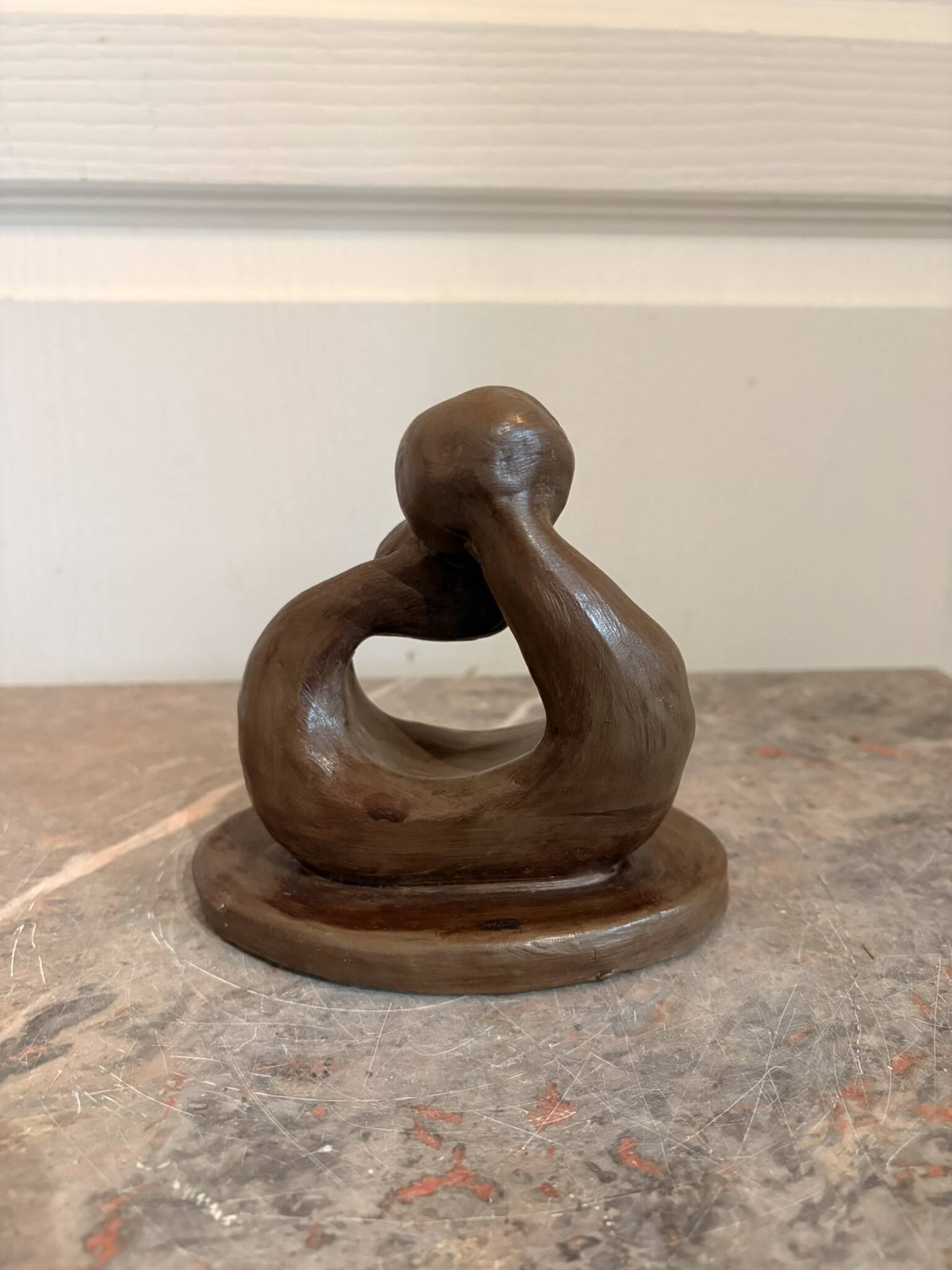 Ceramic Sculpture Pottery Nativity Man Woman Couple Abstract Modern Fa