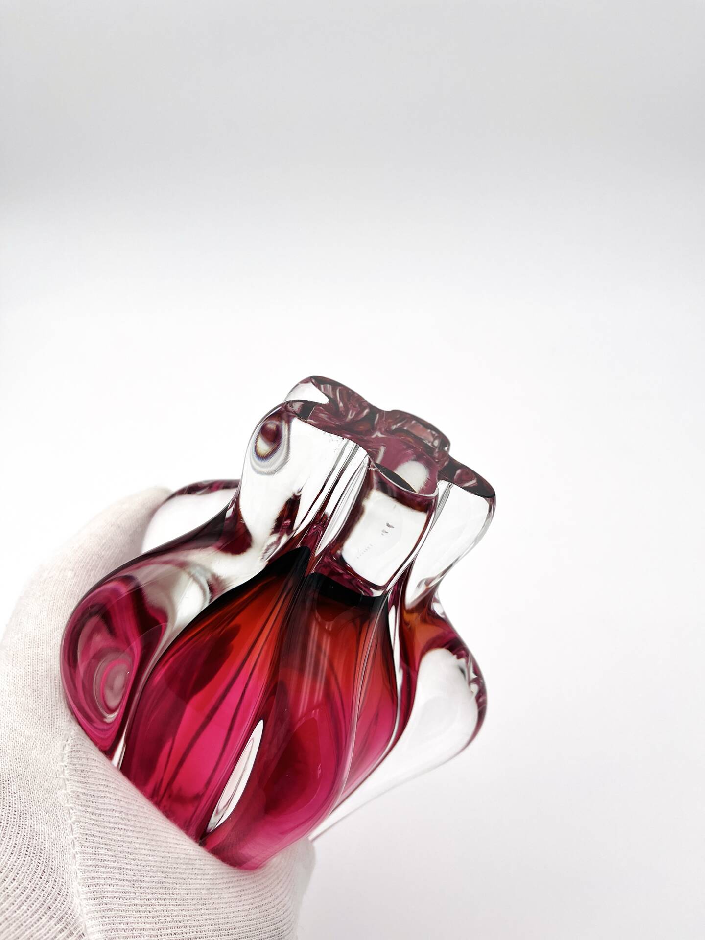 Organic Art Vase Josef Hospodka - Sommerso Ruby/Mandarin